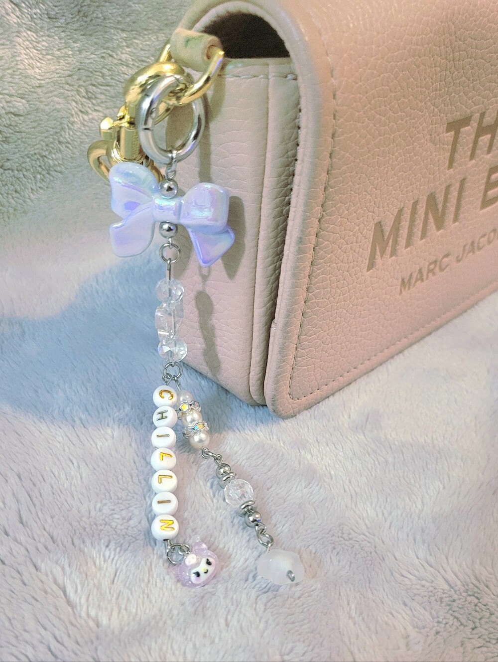 Lilac Bow Personalized Bag Charm Keychain